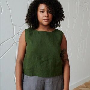BEIGE!! Linenfox Crop Tank. 100% Linen. XL. Ethically made.